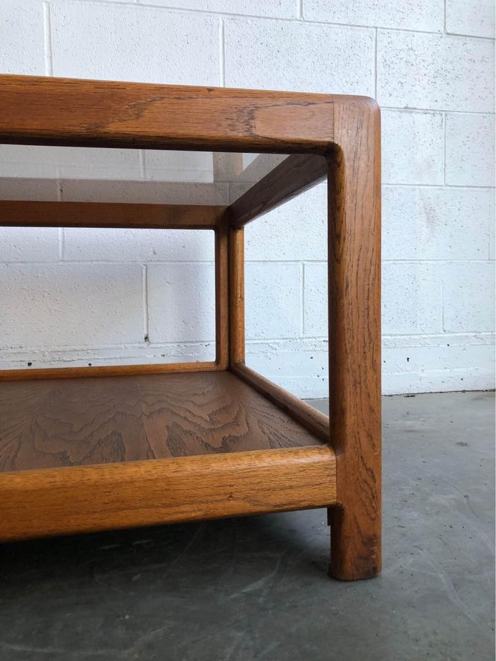 Mid-Century Modern Glass Top Square Coffee Table