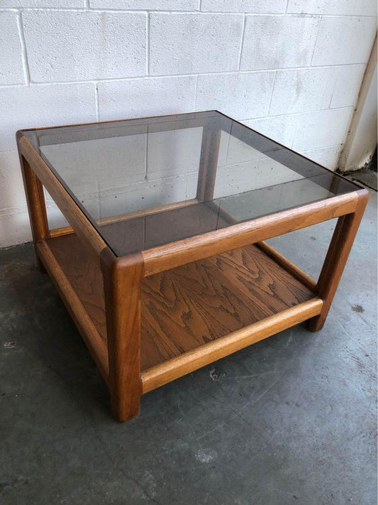 Mid-Century Modern Glass Top Square Coffee Table