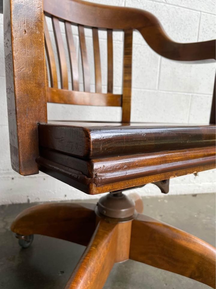 1950 W.H. Gunlocke Solid Wood Office Chair