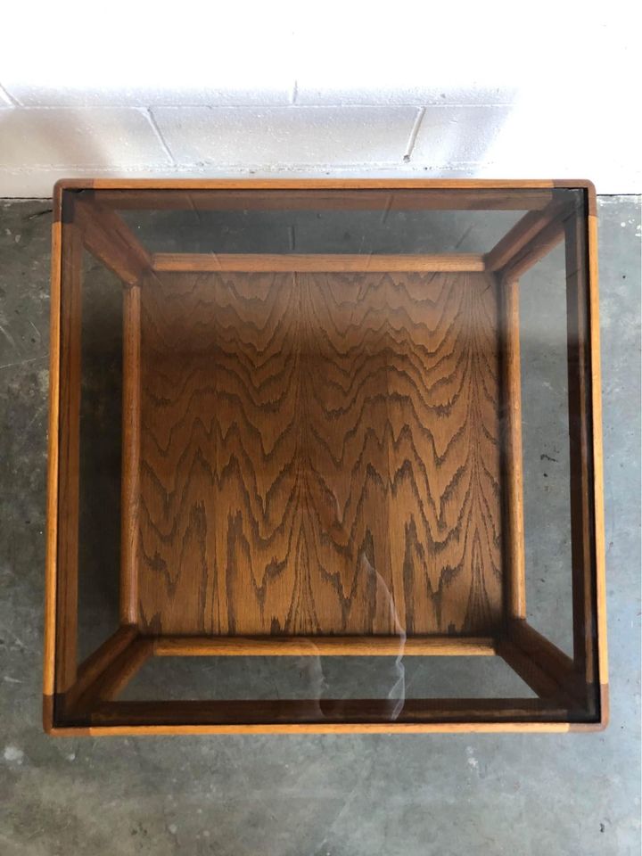 Mid-Century Modern Glass Top Square Coffee Table