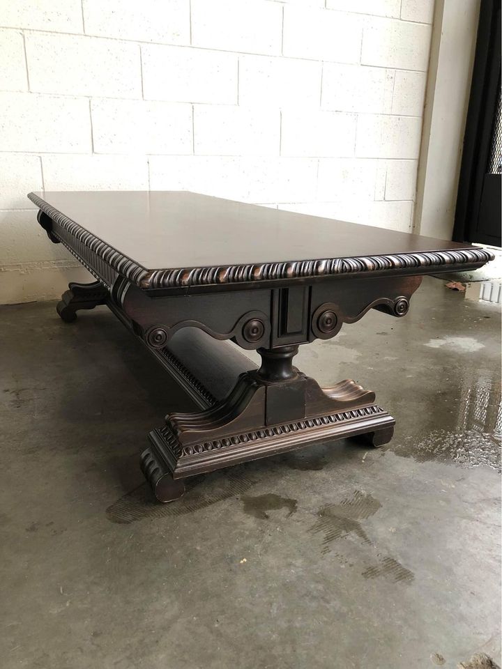 Imperial Carved Mahogany Coffee Table or Media Console with hidden drawers