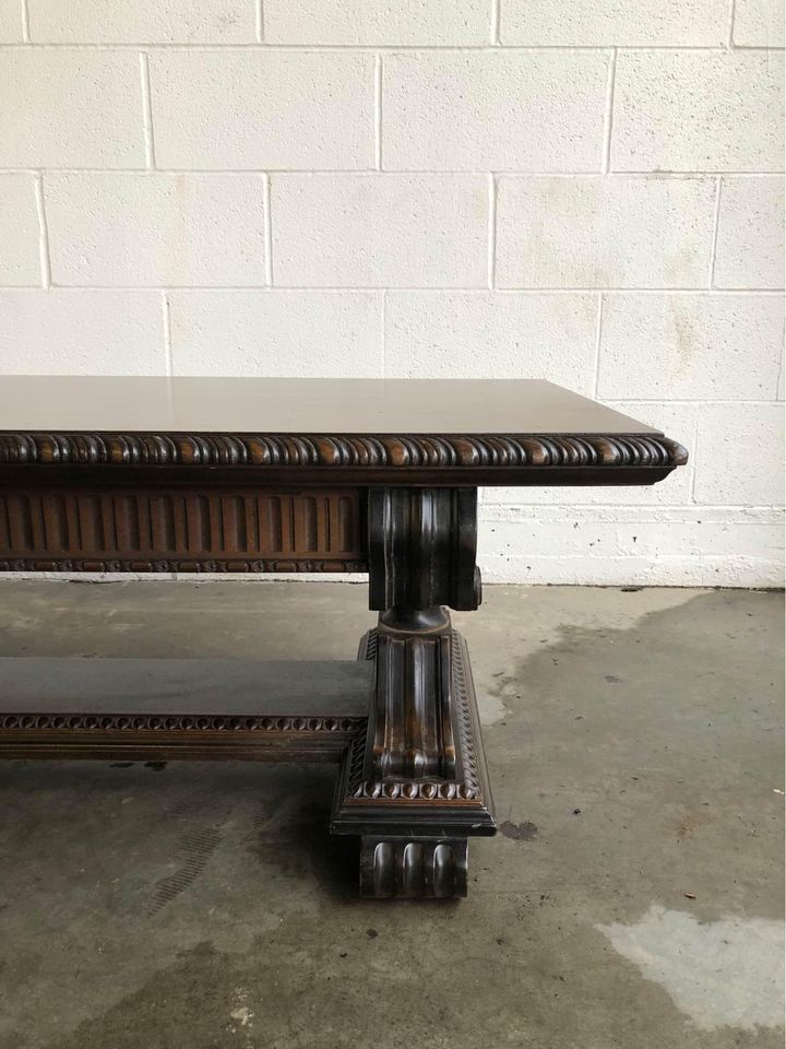 Imperial Carved Mahogany Coffee Table or Media Console with hidden drawers