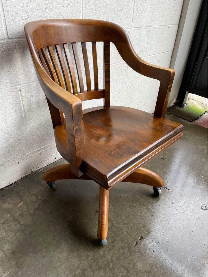 1950 W.H. Gunlocke Solid Wood Office Chair