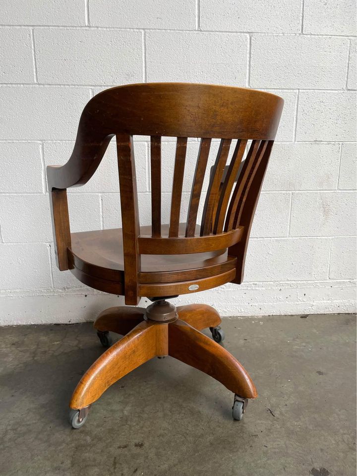 1950 W.H. Gunlocke Solid Wood Office Chair