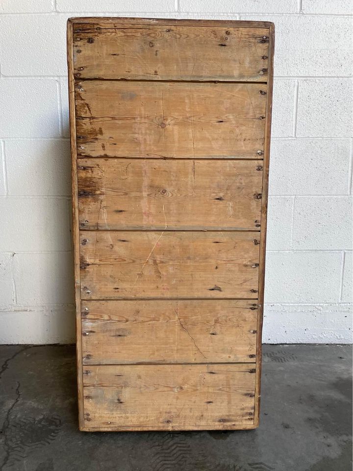 Antique Quilt Lined Wooden Chest