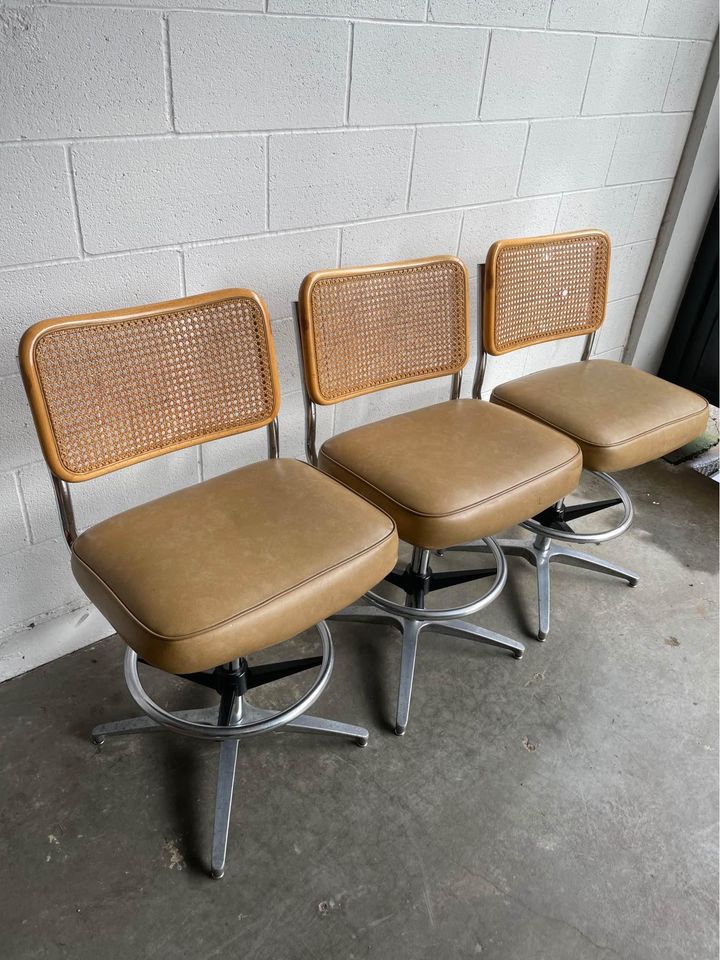 Set of 3 Vintage Chromcraft Adjustable Bar Stools