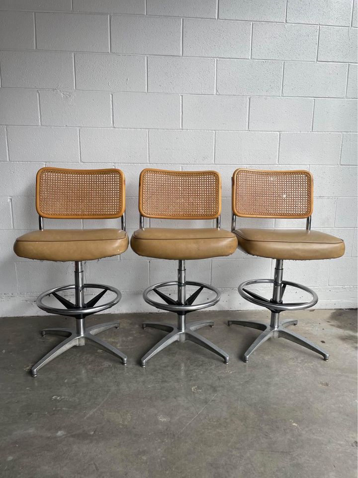 Set of 3 Vintage Chromcraft Adjustable Bar Stools