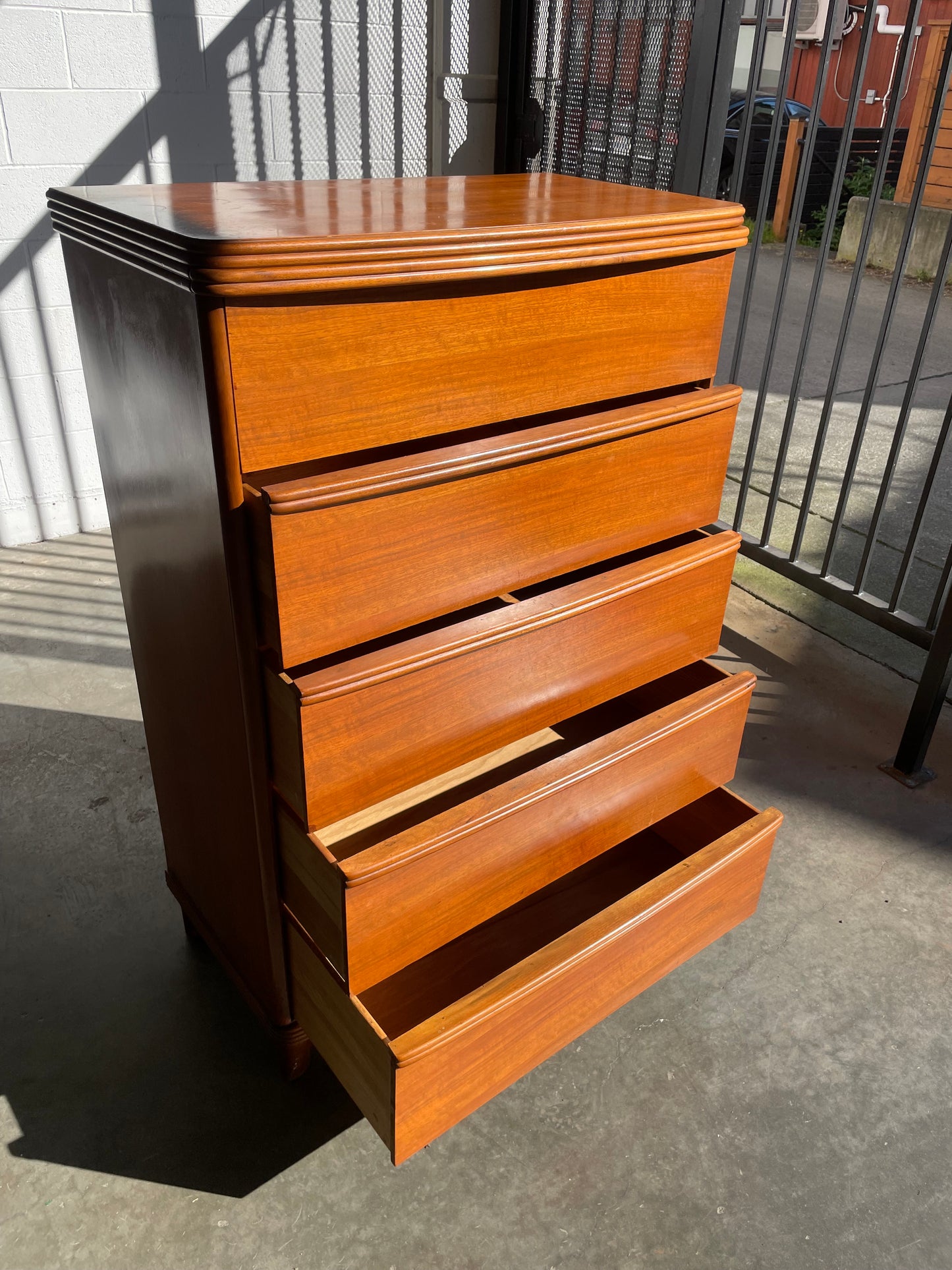 Solid Wood Five Drawer Highboy Dresser